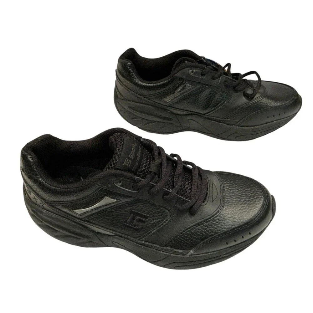 Therashoe Olea Womens 8.5W Wide Black Leather Toning TS Sport Shoe Sneaker
